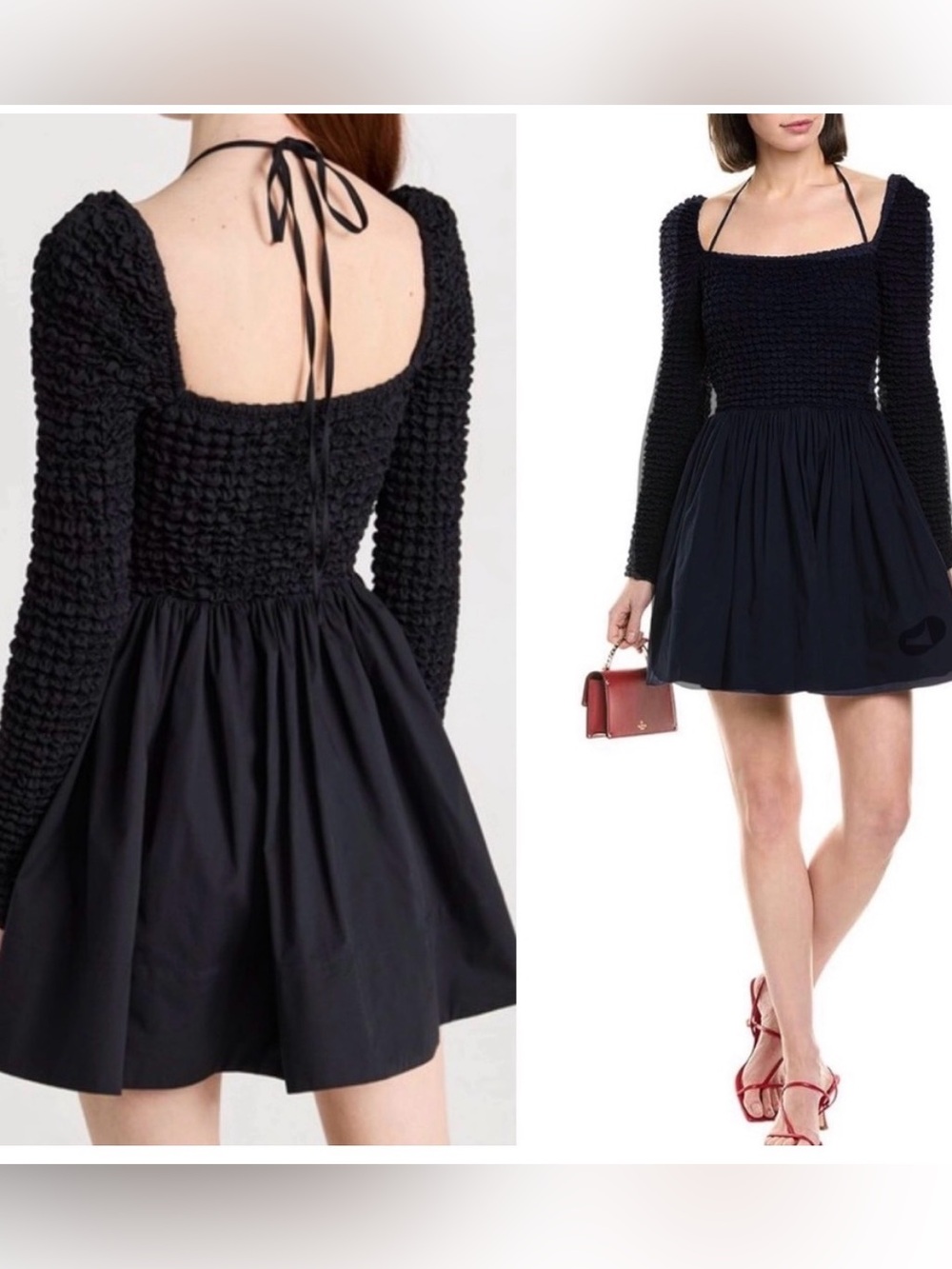 Black smoked STAUD party dress
